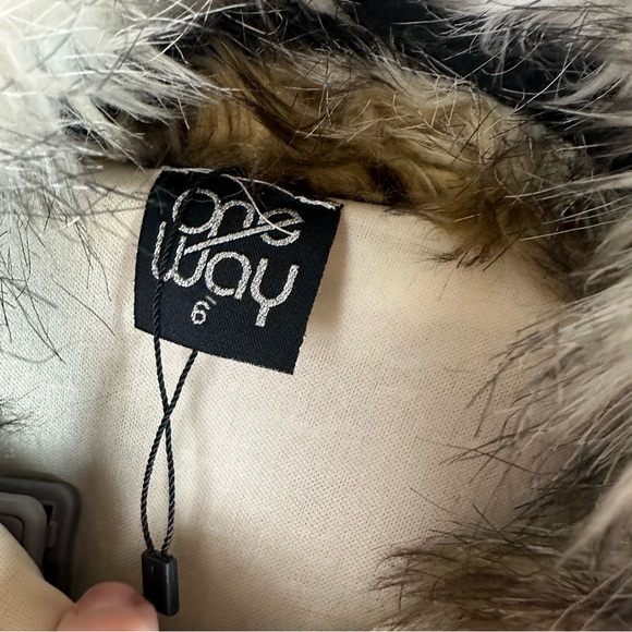 One Way Brown Tan Black Faux Fur Y2K Vintage Inspired Zip Front Jacket NWOT 6 - Picture 11 of 16